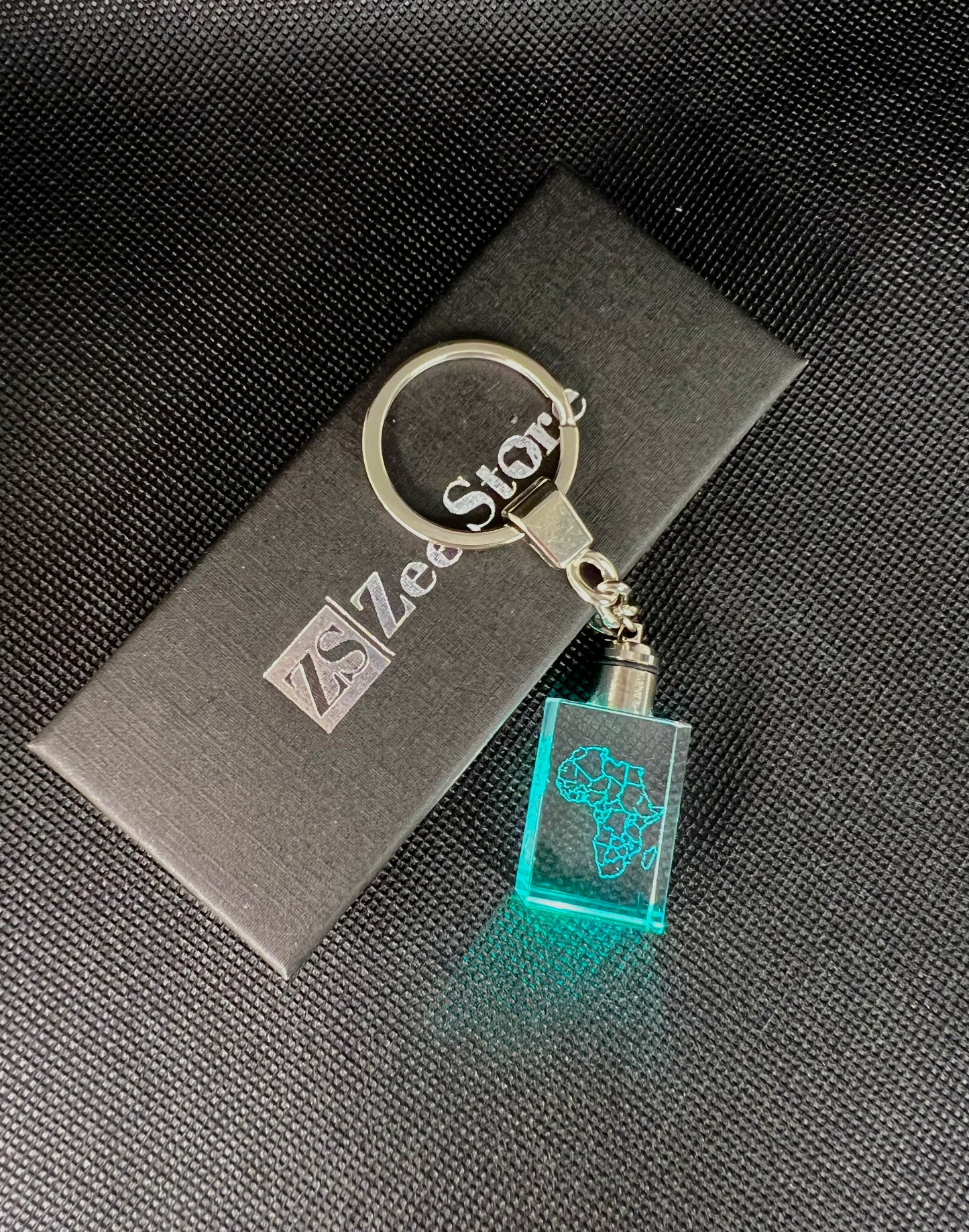 African map key chain made of K9 crystal with LED light