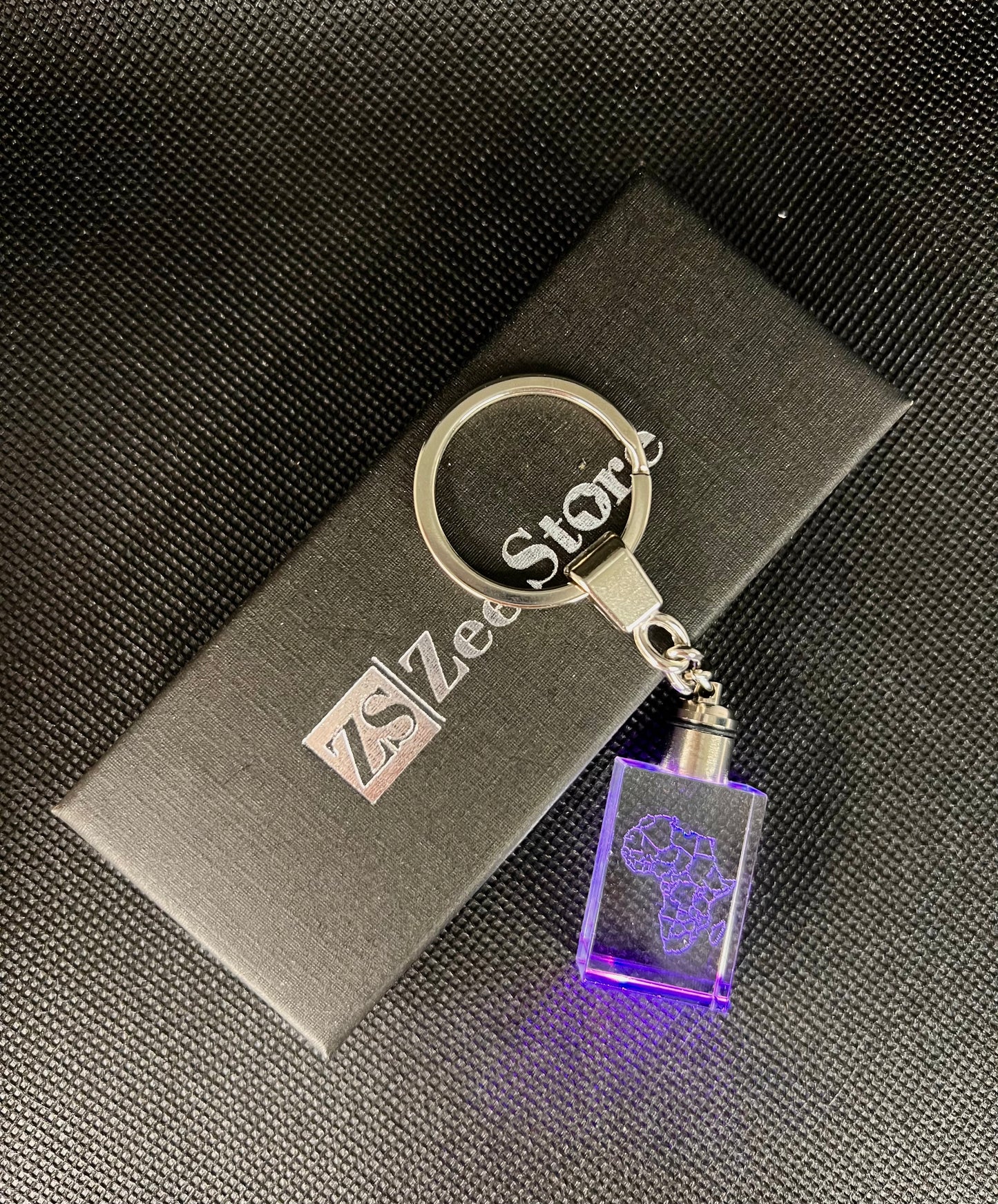 African map key chain made of K9 crystal with LED light