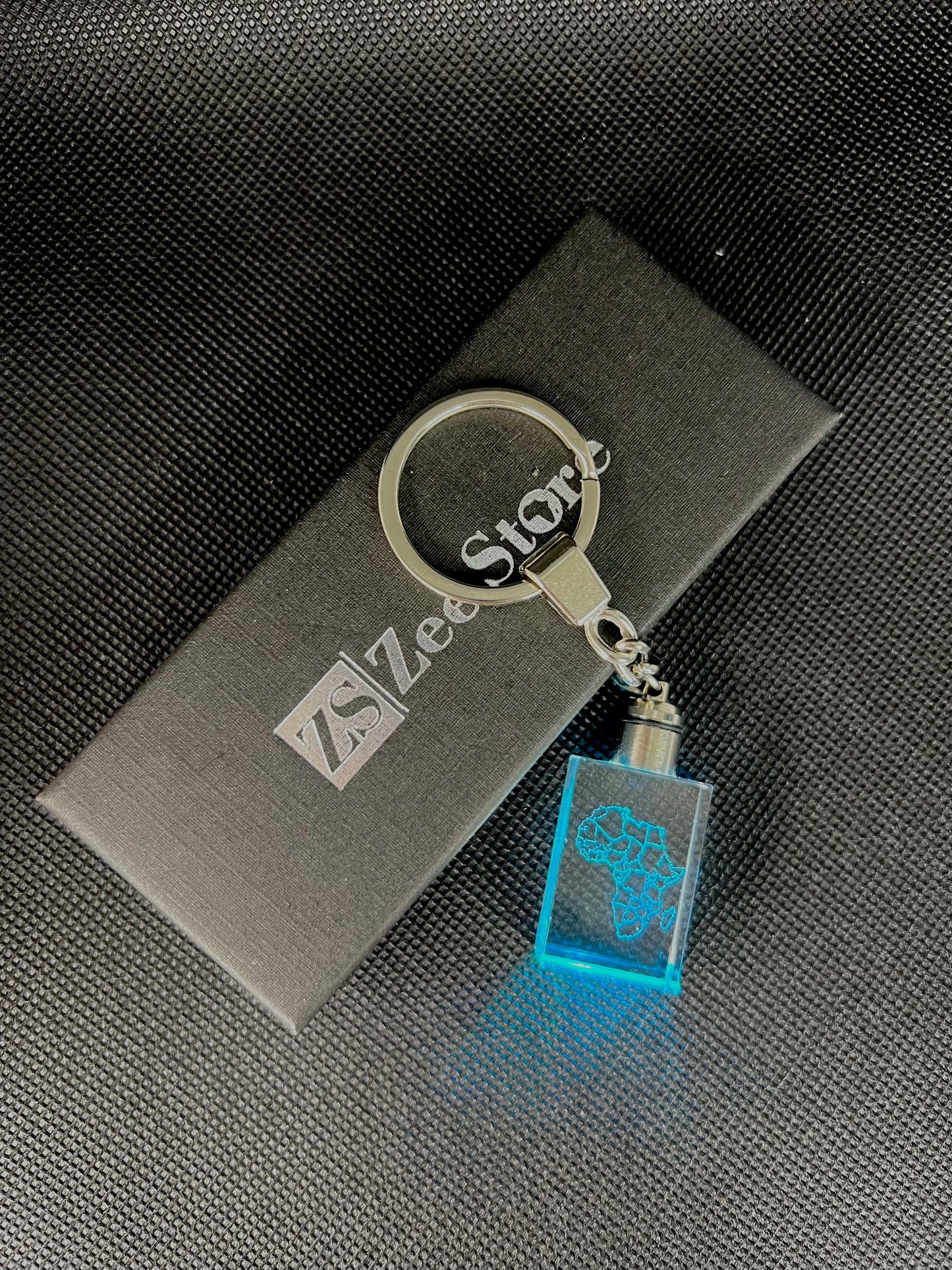 African map key chain made of K9 crystal with LED light