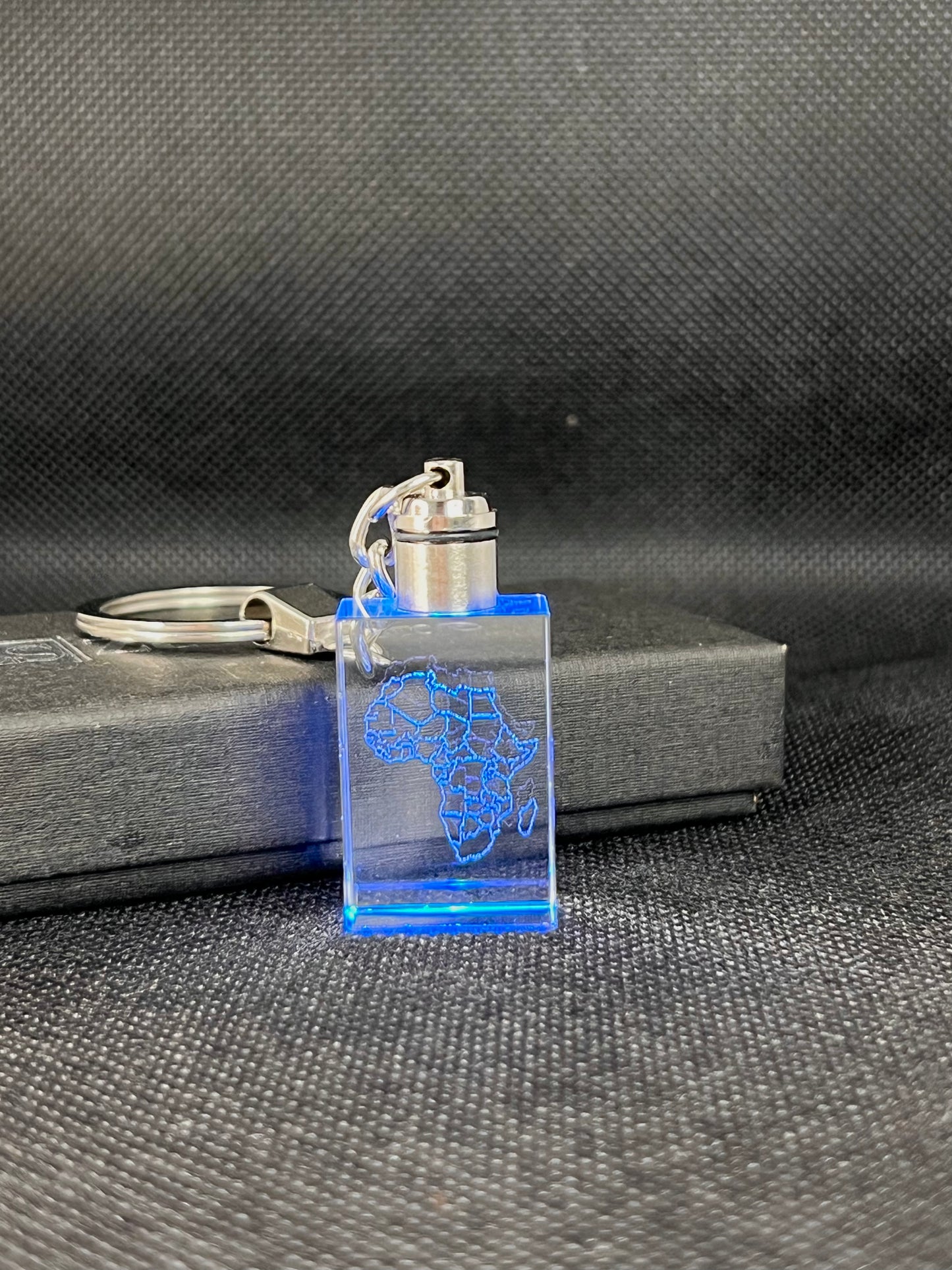 African map key chain made of K9 crystal with LED light