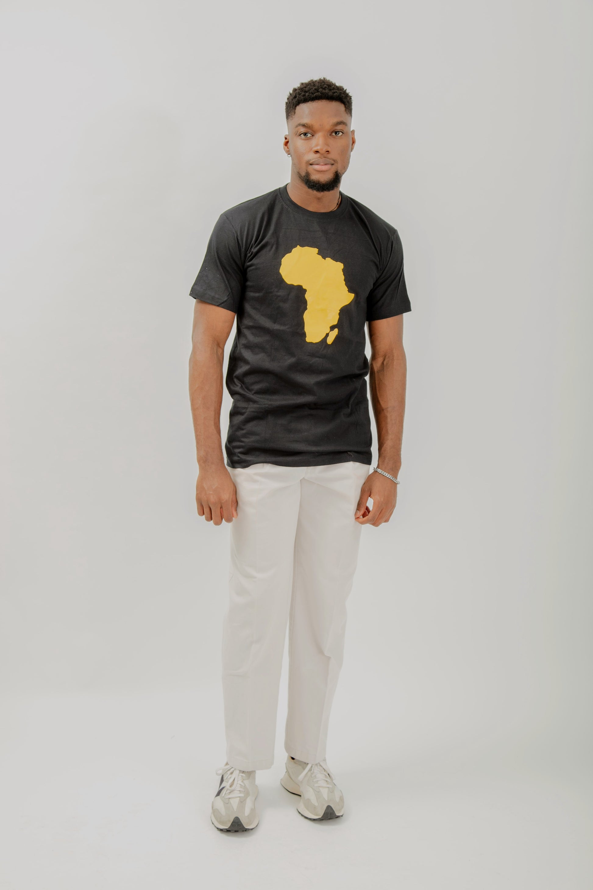 Model Bassi in Agwara African Map Unisex Tshirt (Full view)