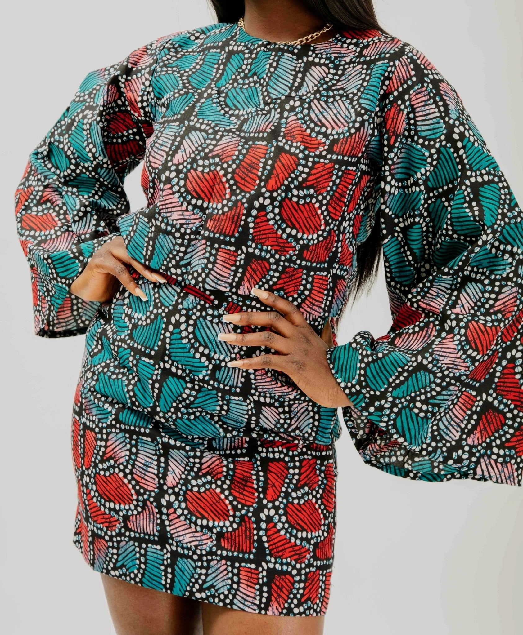 Coupé - décalé - African print Crop top & Skirt set - Zee Store