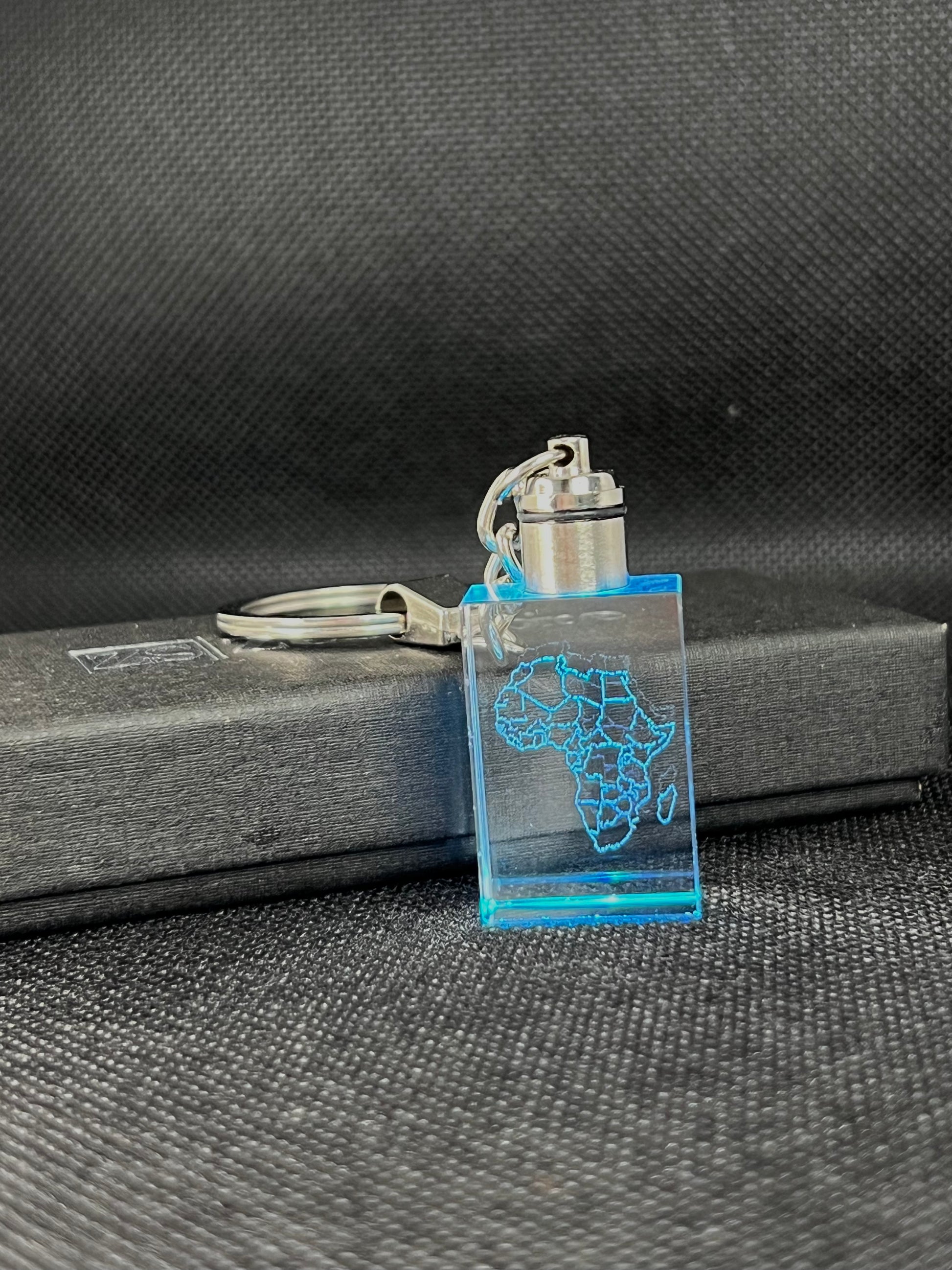 African map key chain made of  K9 crystal with LED light